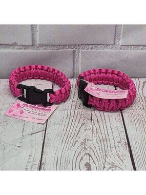 2pc Lot~Breast Cancer Awareness Paracord Bracelet~Dark Pink